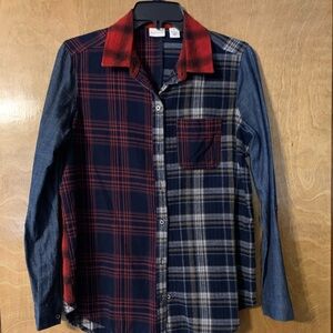 Ladies Longsleeve Westbound Small Button Down Red Blue White Shirt